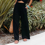 Wijde zomerbroek met elastische tailleband Dames