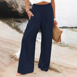 Wijde zomerbroek met elastische tailleband Dames