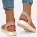 Slingback sandalen met gebreid bovenwerk Dames