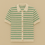 groen gebreid crochet shirt korte mouw heren