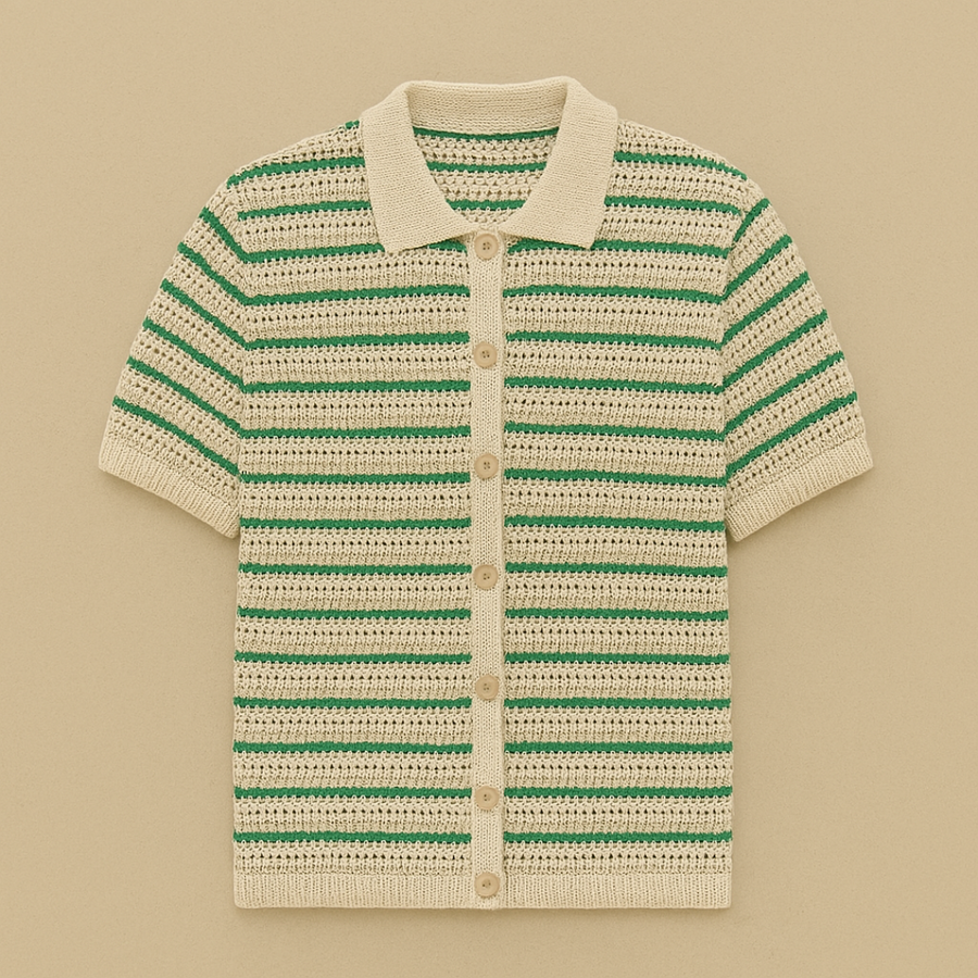 groen gebreid crochet shirt korte mouw heren