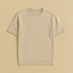 Beige gebreid T-shirt katoen heren