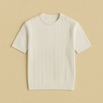 Wit gebreid T-shirt katoen heren