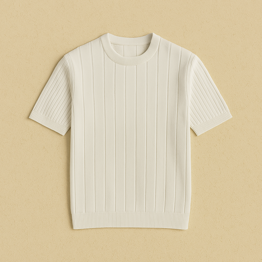 Wit gebreid T-shirt katoen heren