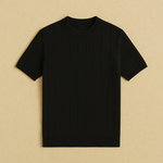 Zwart gebreid T-shirt katoen heren