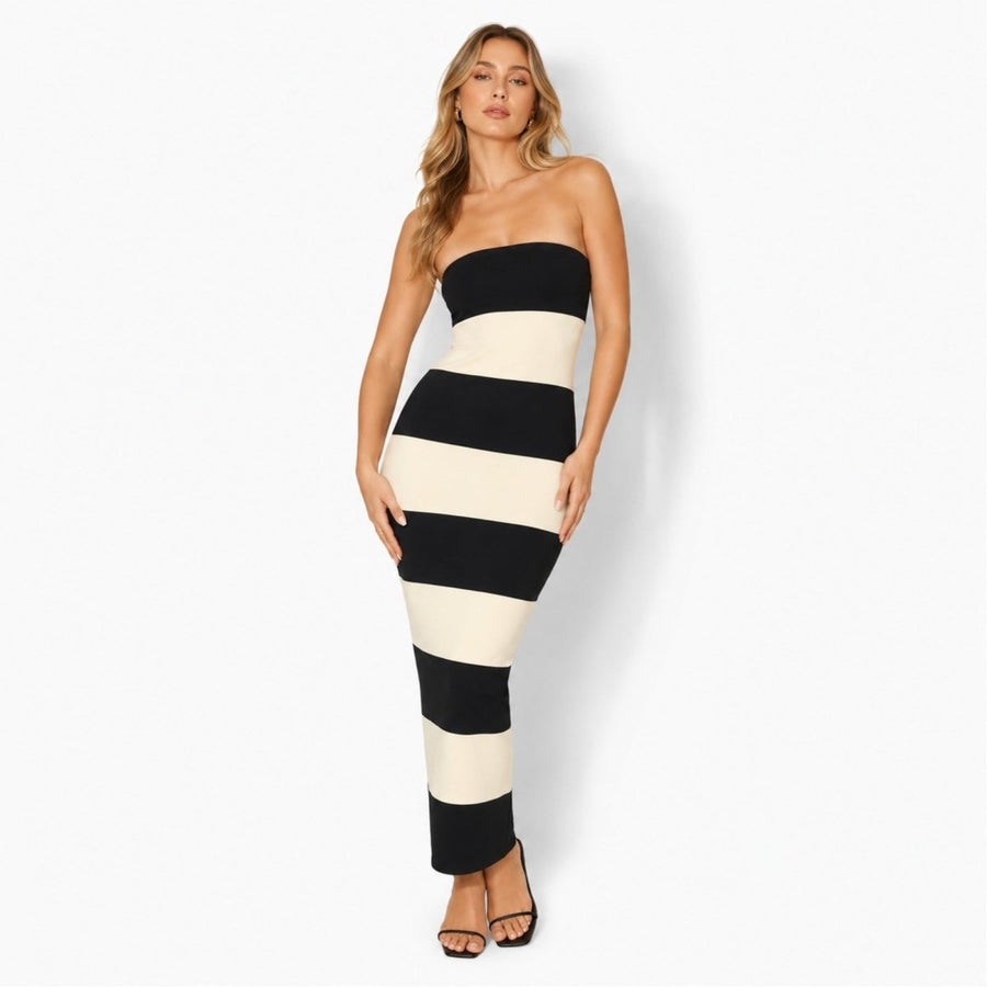 Bandeau Maxi Jurk met Strepen Dames