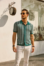 Gestreept poloshirt met korte mouwen Heren