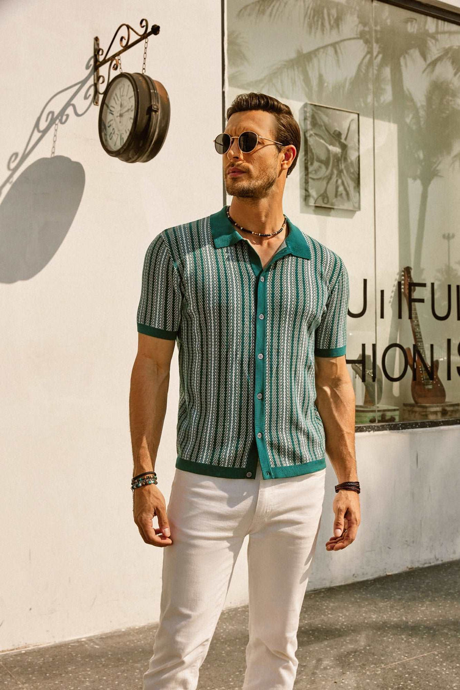 Gestreept poloshirt met korte mouwen Heren