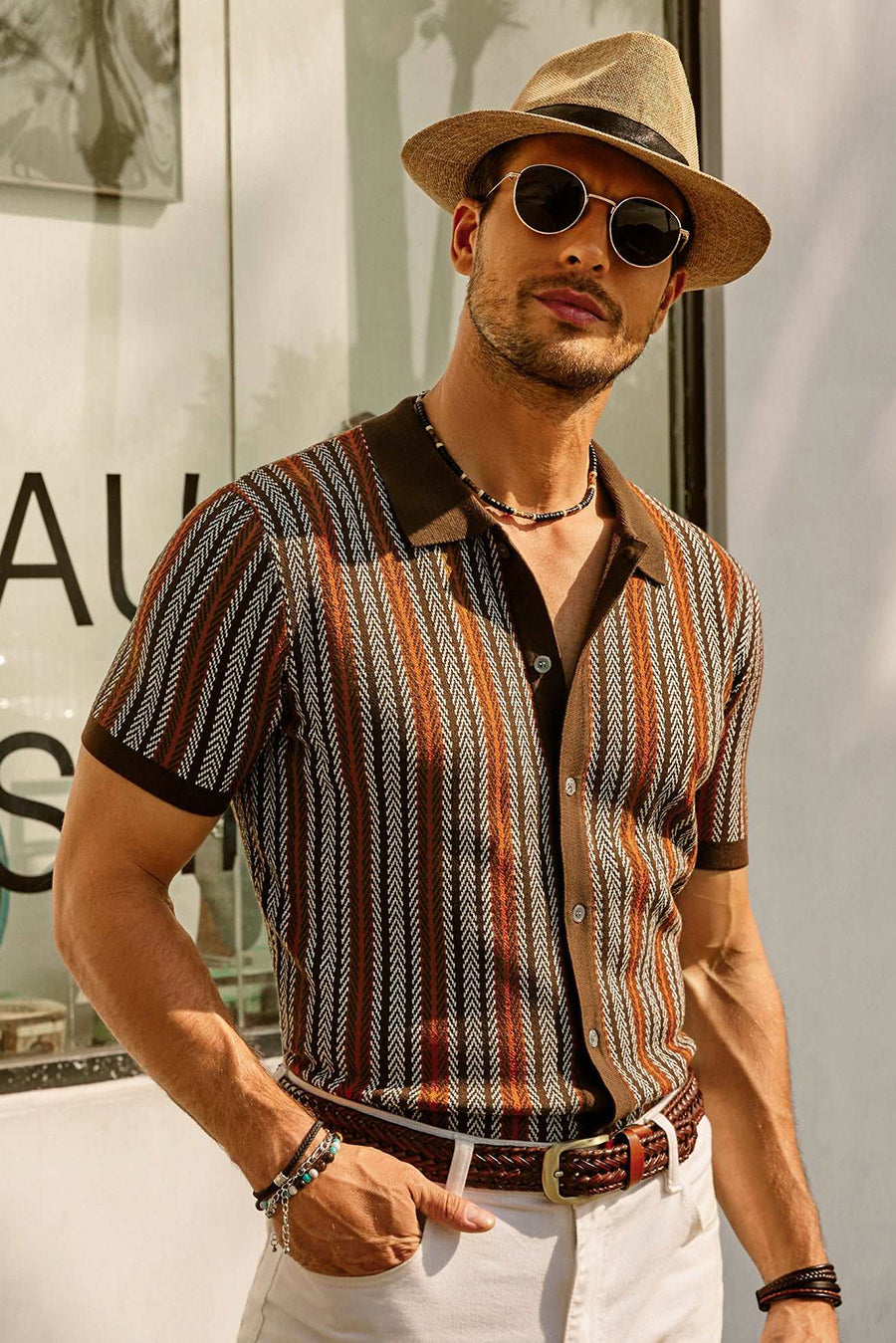 Gestreept poloshirt met korte mouwen Heren