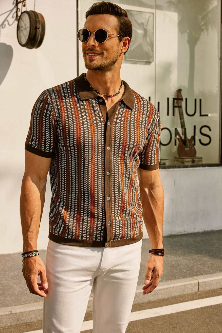 Gestreept poloshirt met korte mouwen Heren