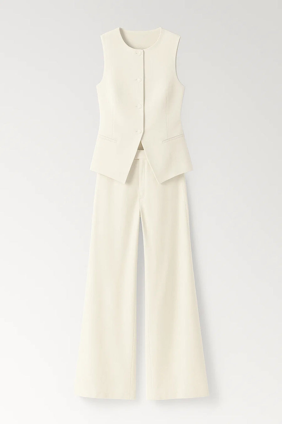 Tweedelige set met gilet en wijde pantalon Dames