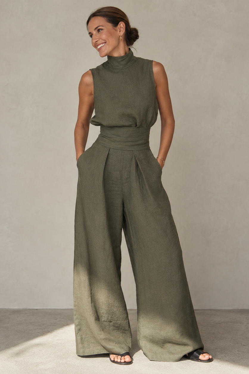 Mouwloze jumpsuit met wijde pijpen Dames