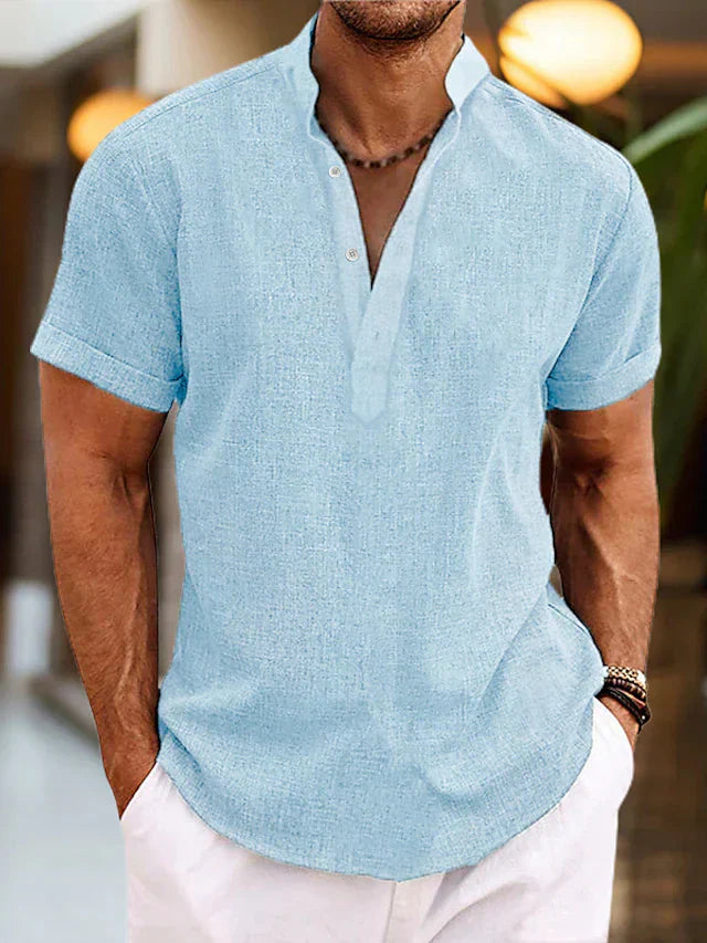 Henley shirt met knopen en korte mouwen Heren