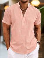 Henley shirt met knopen en korte mouwen Heren