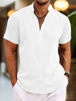 Henley shirt met knopen en korte mouwen Heren