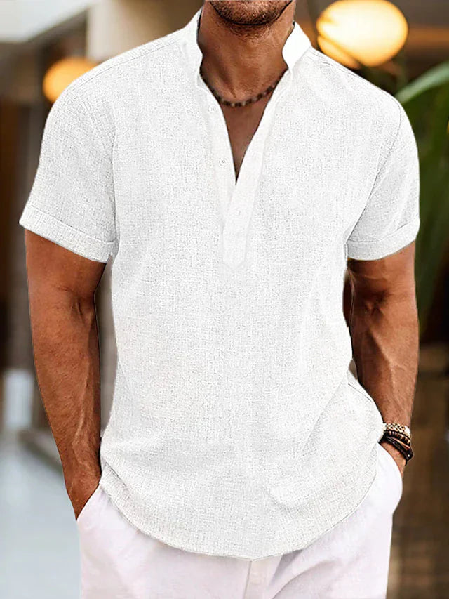 Henley shirt met knopen en korte mouwen Heren