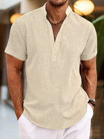 Henley shirt met knopen en korte mouwen Heren
