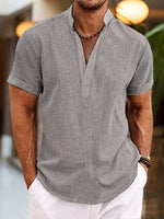 Henley shirt met knopen en korte mouwen Heren