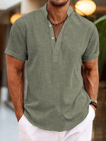 Henley shirt met knopen en korte mouwen Heren