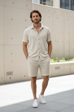 Zomer set overhemd met korte mouwen en short Heren