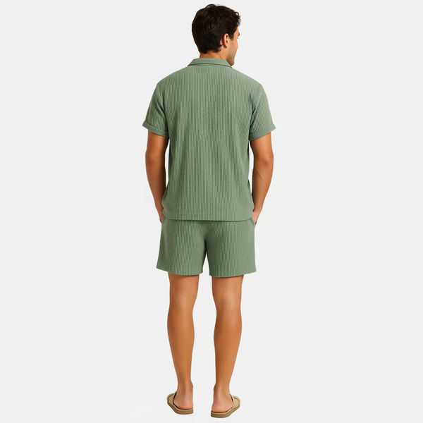 Zomer set overhemd met korte mouwen en short Heren