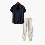 Tweedelige zomer set met overhemd en lange broek Heren