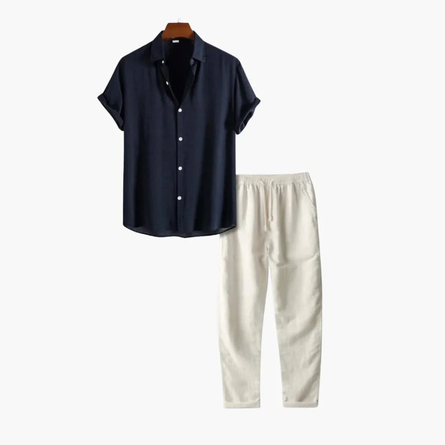 Tweedelige zomer set met overhemd en lange broek Heren