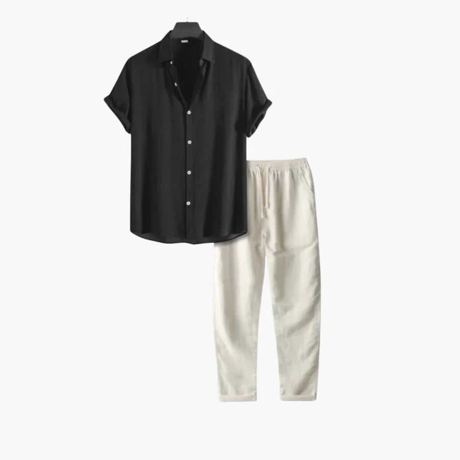 Tweedelige zomer set met overhemd en lange broek Heren