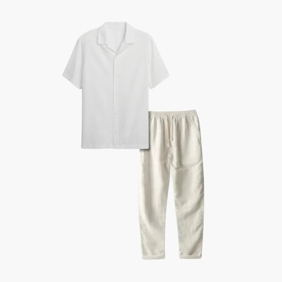 Tweedelige zomer set met overhemd en lange broek Heren