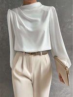 Blouse Dames met Hoge Hals en Lange Mouwen