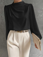 Blouse Dames met Hoge Hals en Lange Mouwen