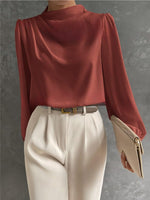 Blouse Dames met Hoge Hals en Lange Mouwen