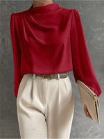 Blouse Dames met Hoge Hals en Lange Mouwen