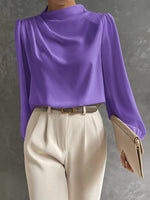 Blouse Dames met Hoge Hals en Lange Mouwen