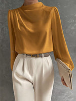 Blouse Dames met Hoge Hals en Lange Mouwen