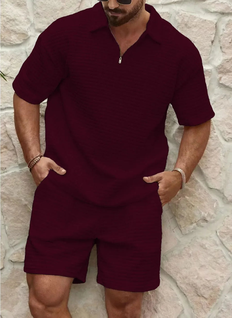 Tweedelige zomer set met polo en korte broek Heren