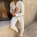 Tweedelige zomer set met overhemd en lange broek Heren