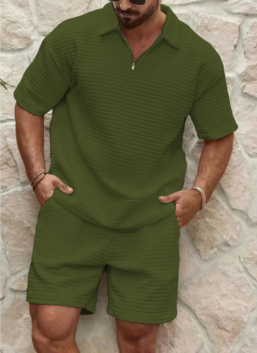 Tweedelige zomer set met polo en korte broek Heren