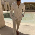 Tweedelige zomer set met overhemd en lange broek Heren