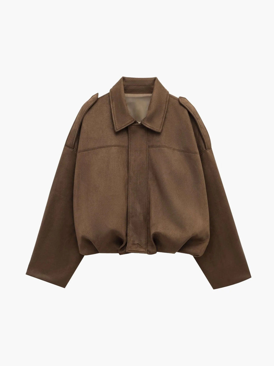 Bomberjack Dames Suede Jas met Geribbelde Boorden