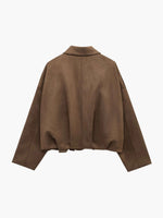 Bomberjack Dames Suede Jas met Geribbelde Boorden