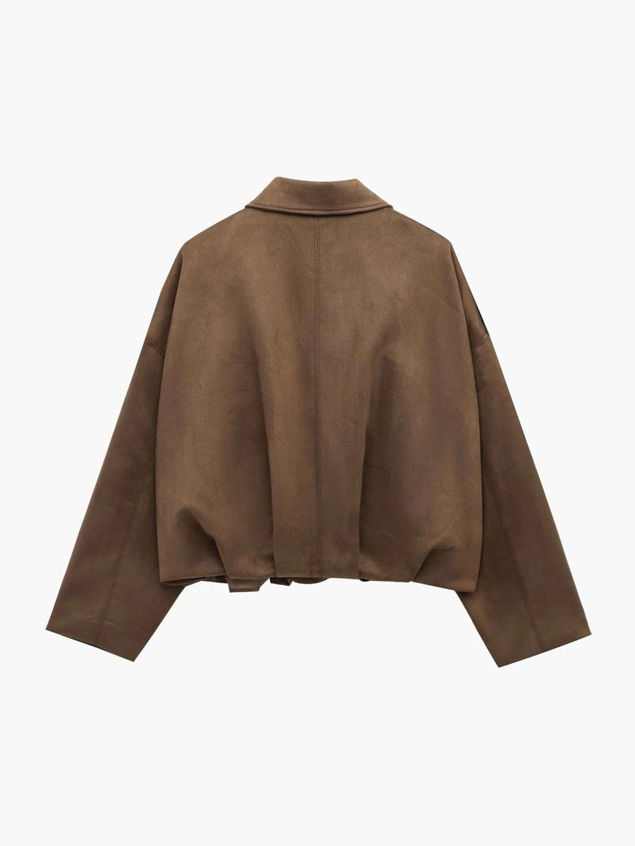 Bomberjack Dames Suede Jas met Geribbelde Boorden