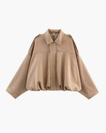 Bomberjack Dames Suede Jas met Geribbelde Boorden