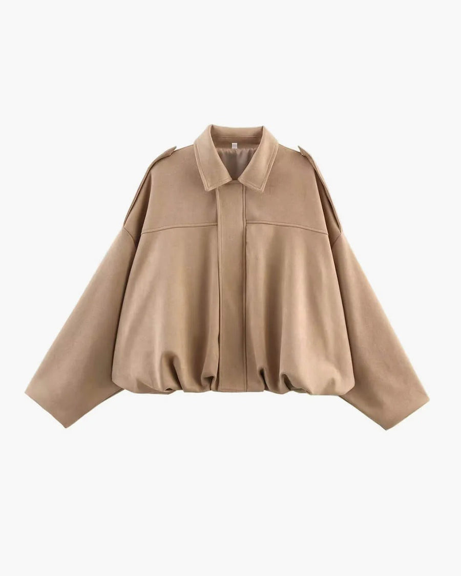 Bomberjack Dames Suede Jas met Geribbelde Boorden