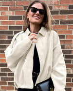 Bomberjack Dames Suede Jas met Geribbelde Boorden