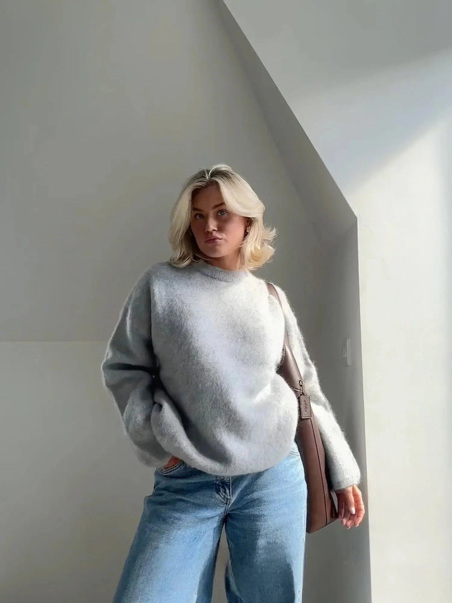 Mohair Trui Dames Oversized met Ronde Hals