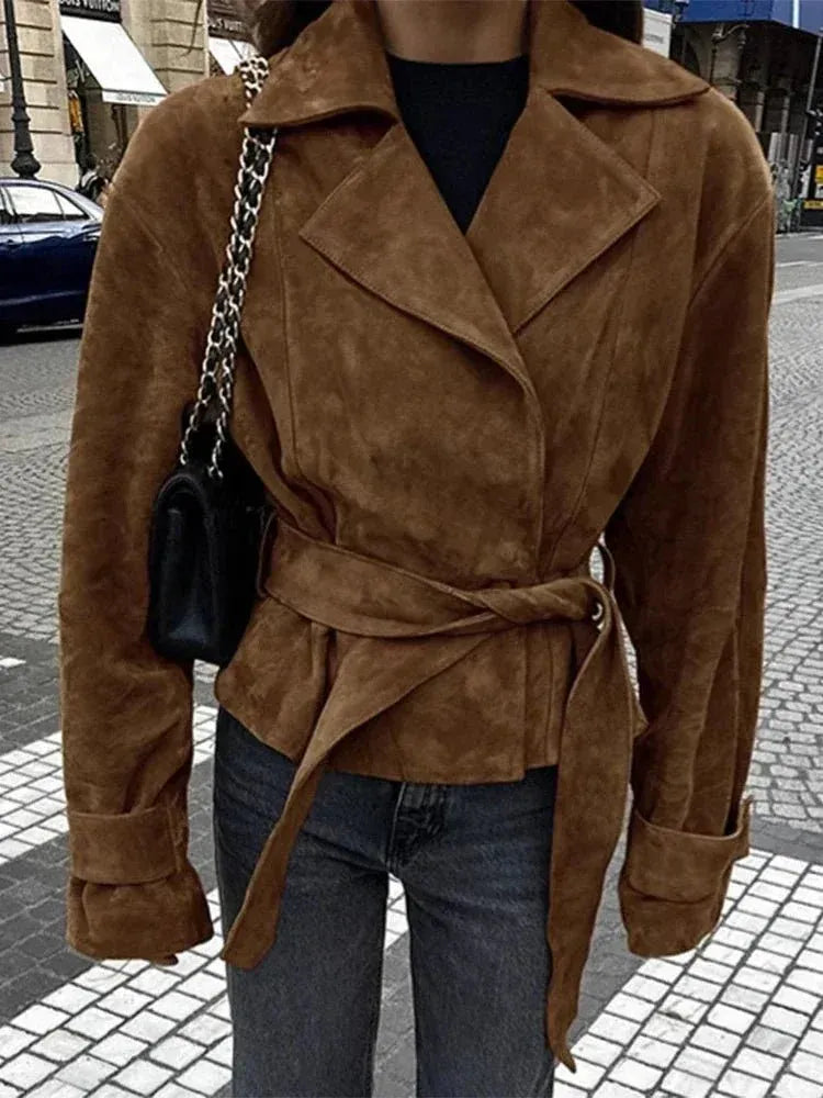 Dames Jas Suede met Riem