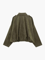 Bomberjack Dames Suede Jas met Geribbelde Boorden
