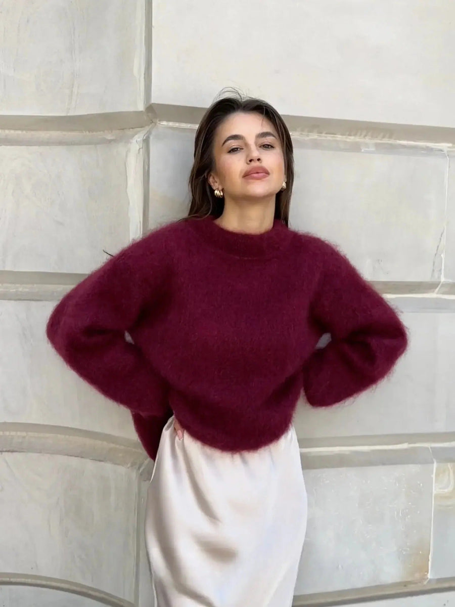 Mohair Trui Dames Oversized met Ronde Hals