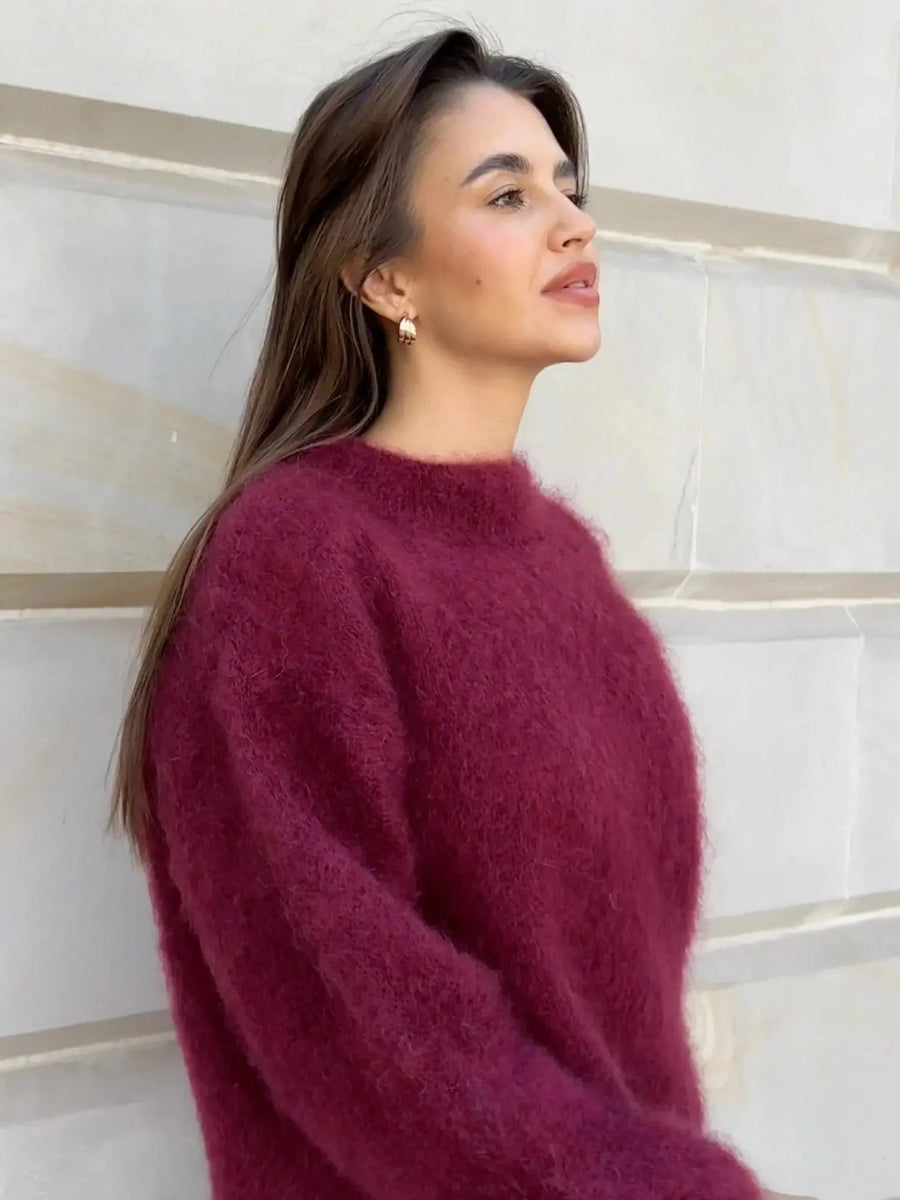 Mohair Trui Dames Oversized met Ronde Hals